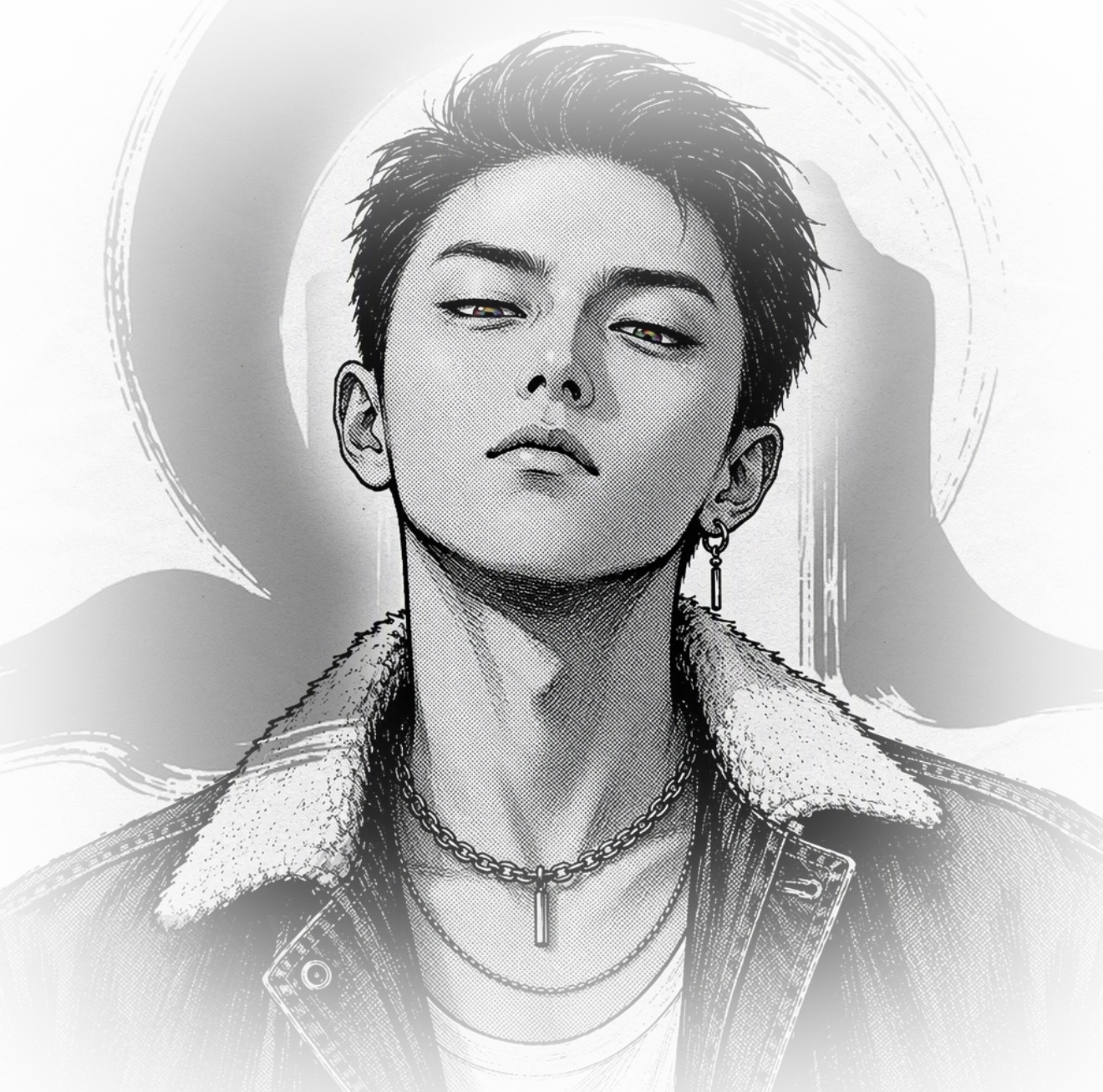 Ink-style portrait of the founder of Ashore China